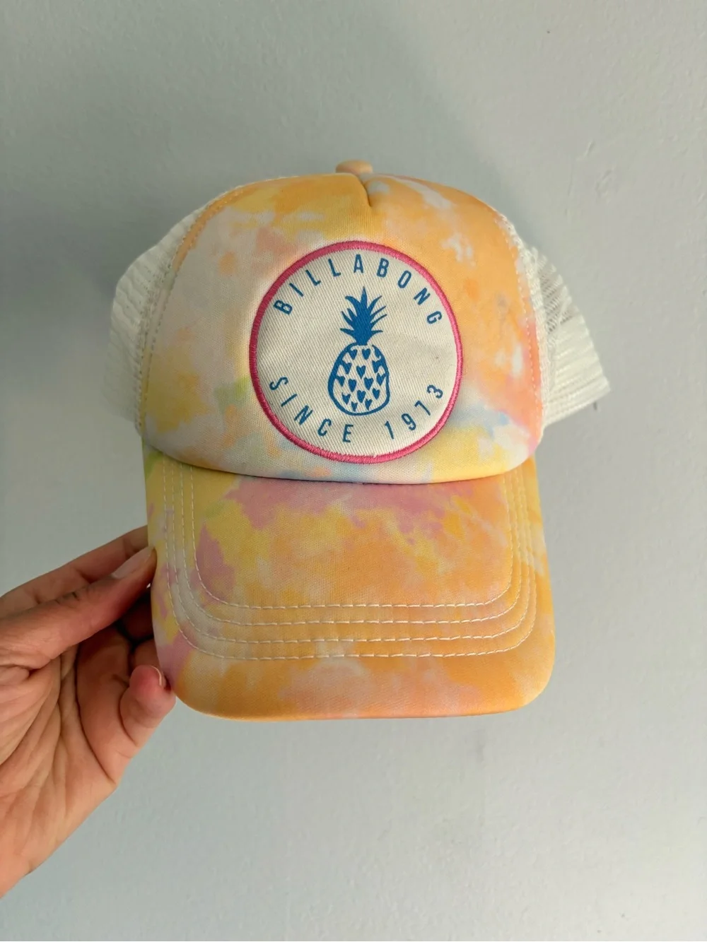 Billabong Pastel Tie Dye Pineapple Trucker Hat Youth